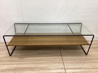 a.depeche (アデペシュ) センターテーブル ブラウン×ブラック ガラス天板×アッシュ材×スチール socph(ソコフ) 幅120㎝