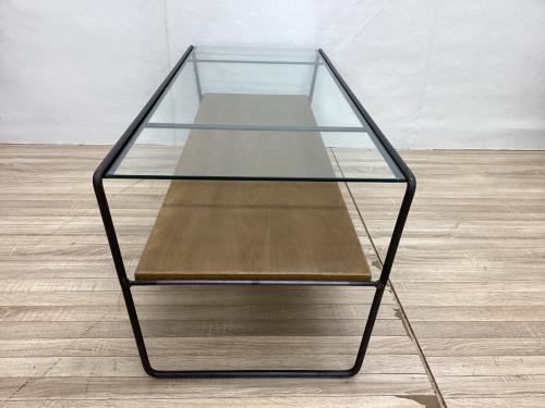 a.depeche (アデペシュ) センターテーブル ブラウン×ブラック ガラス天板×アッシュ材×スチール socph(ソコフ) 幅120㎝