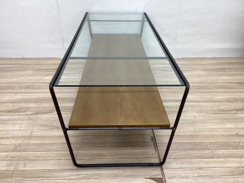 a.depeche (アデペシュ) センターテーブル ブラウン×ブラック ガラス天板×アッシュ材×スチール socph(ソコフ) 幅120㎝