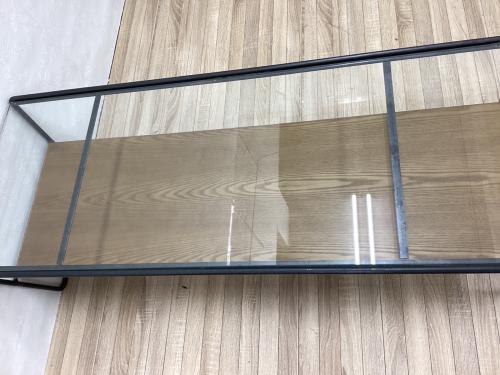 a.depeche (アデペシュ) センターテーブル ブラウン×ブラック ガラス天板×アッシュ材×スチール socph(ソコフ) 幅120㎝