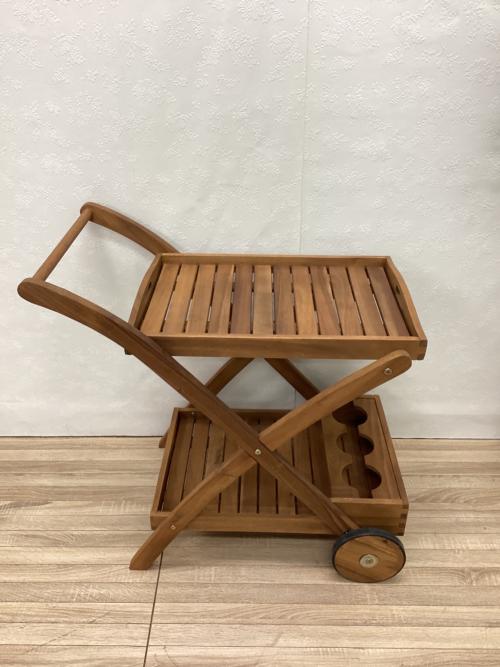 キッチンワゴン ブラウン 車輪付/ワインホルダー有 木製