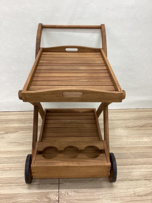 キッチンワゴン ブラウン 車輪付/ワインホルダー有 木製