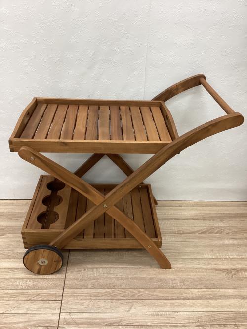 キッチンワゴン ブラウン 車輪付/ワインホルダー有 木製