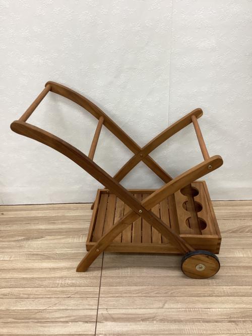 キッチンワゴン ブラウン 車輪付/ワインホルダー有 木製