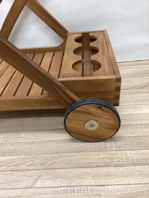 キッチンワゴン ブラウン 車輪付/ワインホルダー有 木製