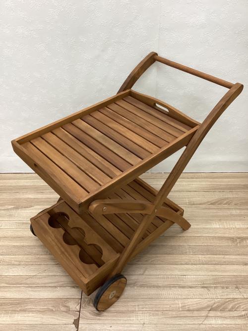 キッチンワゴン ブラウン 車輪付/ワインホルダー有 木製