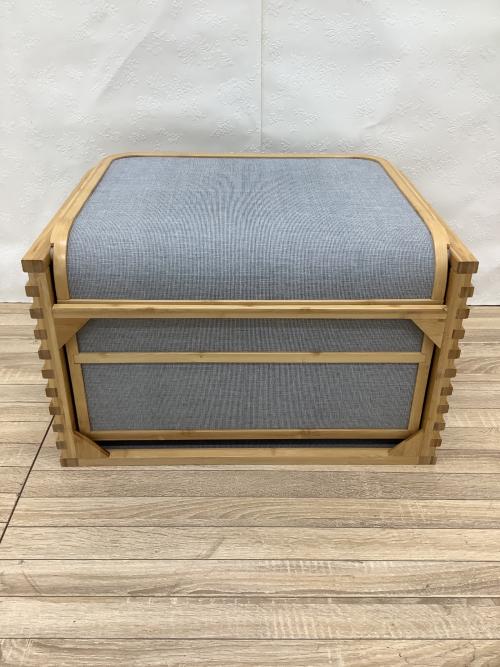 Gudee シューズボックス ナチュラル×グレー 収納付き玄関ベンチ 竹×ファブリック TOLIN