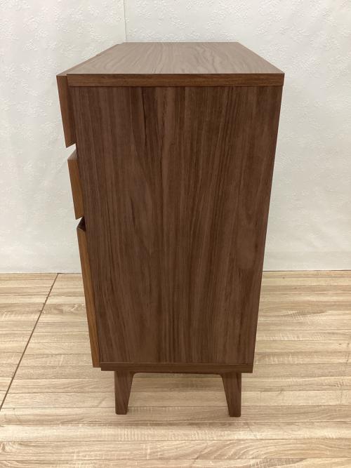 一生紀 (イッセイキ) 3段チェスト ブラウン 2枚扉 ウォールナット突板 FACT-2 幅:約70㎝