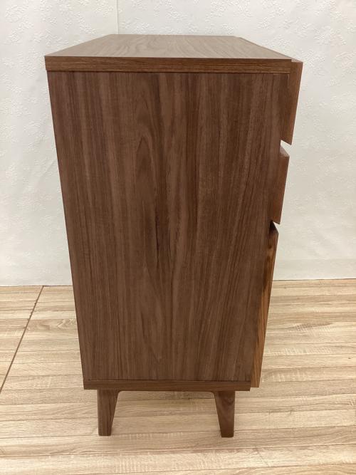 一生紀 (イッセイキ) 3段チェスト ブラウン 2枚扉 ウォールナット突板 FACT-2 幅:約70㎝