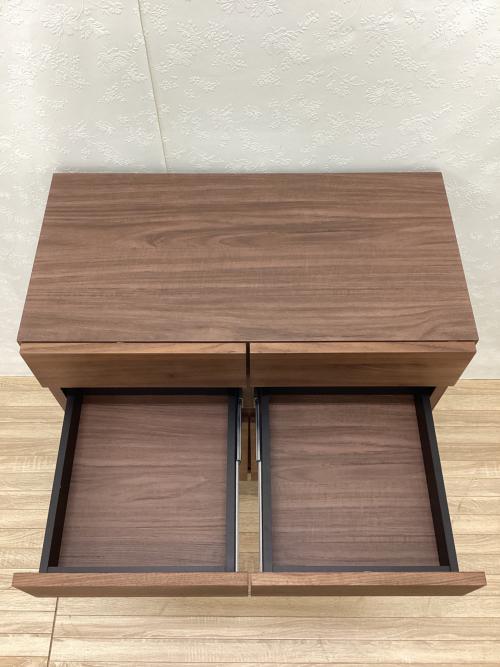 一生紀 (イッセイキ) 3段チェスト ブラウン 2枚扉 ウォールナット突板 FACT-2 幅:約70㎝