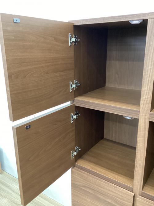 dinos (ディノス) キャビネット ブラウン スクエアリビングキャビネット 4段扉＆引き出し 4段/8枚扉