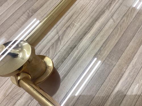 ローテーブル ゴールド×ナチュラル アンティーク調 ガラス天板 ガラス製