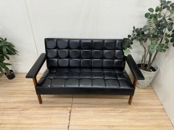 karimoku (カリモク)  2人掛けソファ ブラウン×ブラック 肘掛張地有