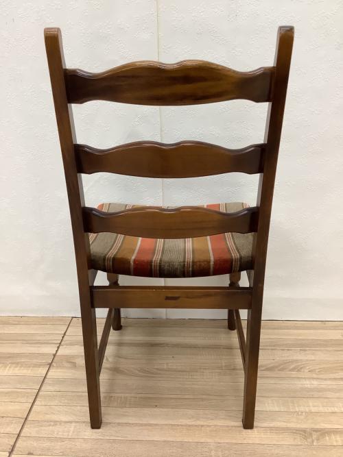 karimoku (カリモク) ダイニングチェアー ブラウン×レッド 木製 ストライプ/昭和レトロ