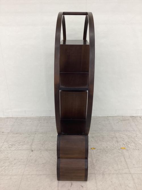 中国茶器 飾り棚 ブラウン 円形 木製