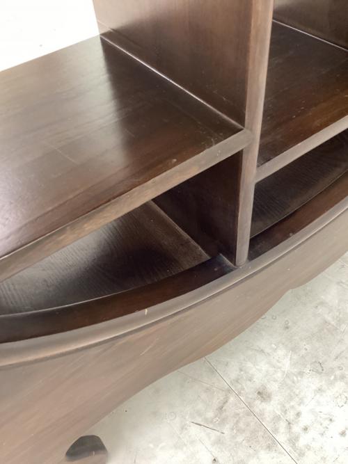 中国茶器 飾り棚 ブラウン 円形 木製