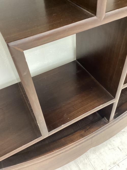 中国茶器 飾り棚 ブラウン 円形 木製