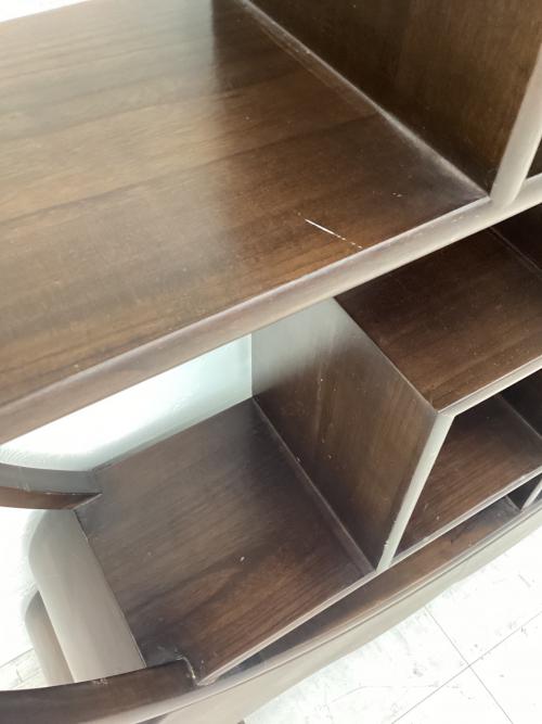 中国茶器 飾り棚 ブラウン 円形 木製