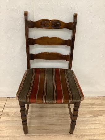 karimoku (カリモク) ダイニングチェアー ブラウン×レッド 木製 ストライプ/昭和レトロ