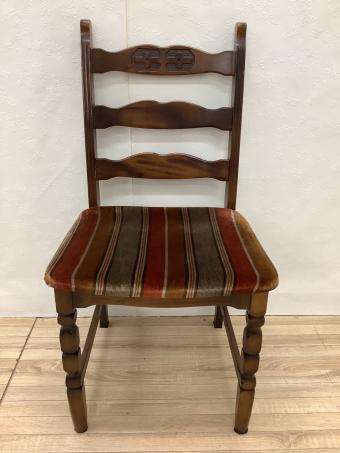 karimoku (カリモク) ダイニングチェアー ブラウン×レッド 木製 ストライプ/昭和レトロ