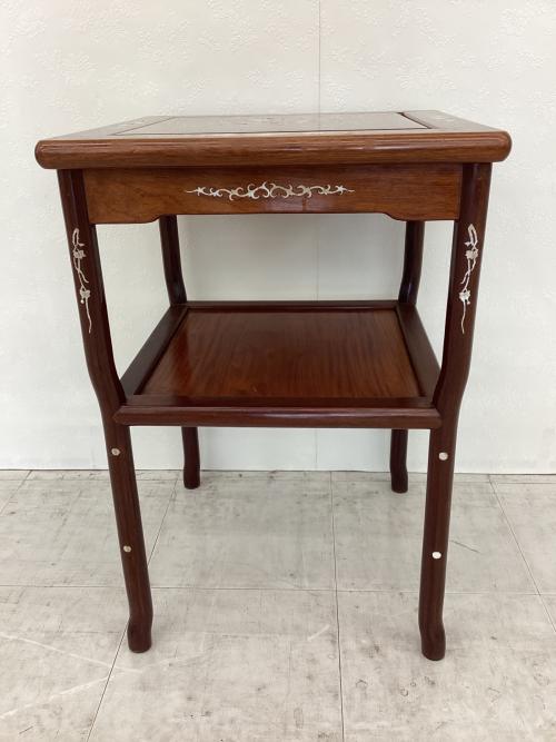 サイドテーブル ブラウン 螺鈿細工
