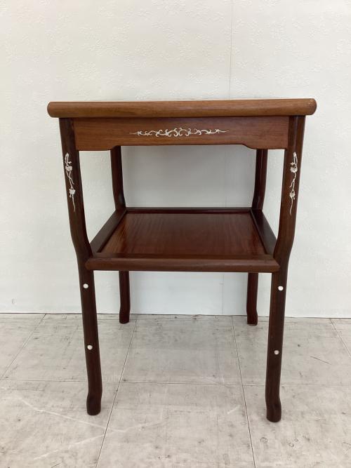 サイドテーブル ブラウン 螺鈿細工