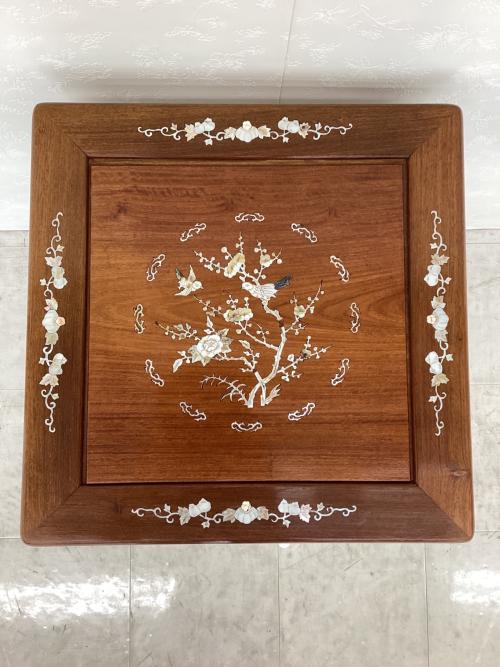 サイドテーブル ブラウン 螺鈿細工