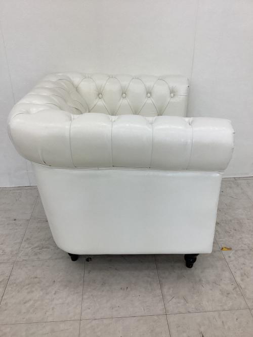 VINCENT (ヴィンセント) 1人掛けソファー ホワイト 合皮 チェスターフィールド