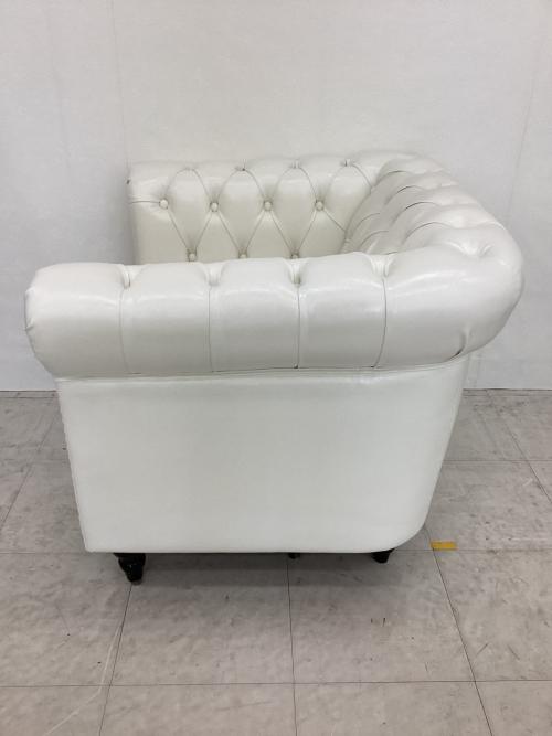 VINCENT (ヴィンセント) 1人掛けソファー ホワイト 合皮 チェスターフィールド