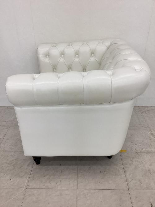 VINCENT (ヴィンセント) 1人掛けソファー ホワイト 合皮 チェスターフィールド