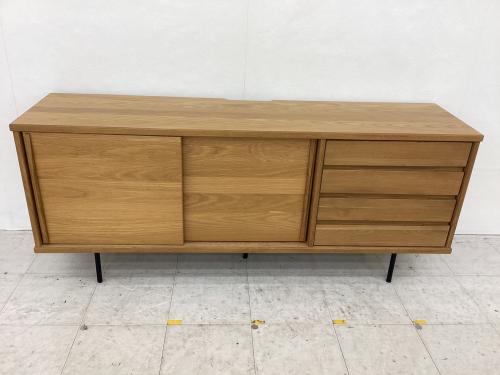 シギヤマ家具 (シギヤマカグ) テレビボード ナチュラル×ブラック オーク材 UNIF 1600 HIGH 幅:約160㎝