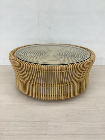 ラタンワールド ラタンローテーブル ナチュラル T280ND ガラス天板 BREEZE