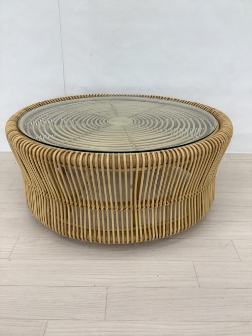 ラタンワールド ラタンローテーブル ナチュラル T280ND ガラス天板 BREEZE