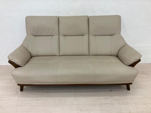 3人掛けソファー ベージュ×ブラウン 3人掛け 合皮