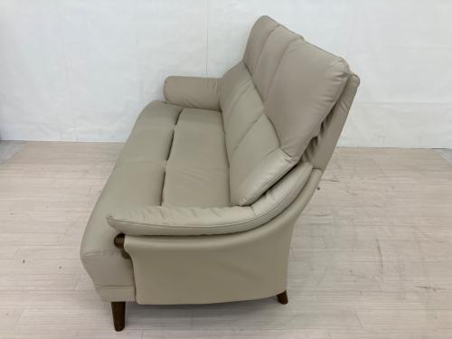 3人掛けソファー ベージュ×ブラウン 3人掛け 合皮