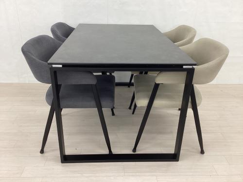 ニトリ ダイニング5点セット グレー×ホワイト 天板、脚スレ有