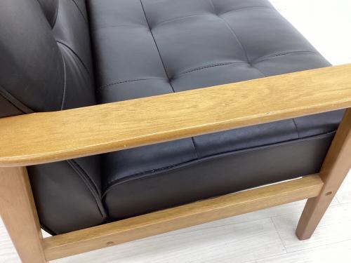 2人掛けソファー ブラウン×ダークブラウン 木製フレーム 2人掛け 合皮×木製