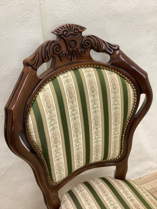 dinos (ディノス) ダイニングチェアー ブラウン×グリーン イタリア製縞柄ダイニングチェア