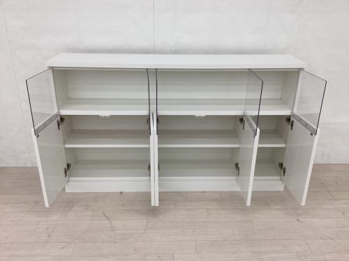 dinos (ディノス) サイドボード ホワイト ＬＥＤ付ギャラリ書棚