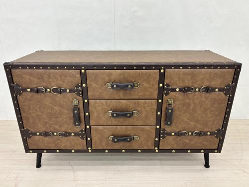 サンコウ トランクサイドボード ブラウン 2枚扉 YSN0036494 レトロ120