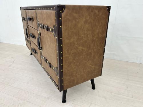 サンコウ トランクサイドボード ブラウン 2枚扉 YSN0036494 レトロ120