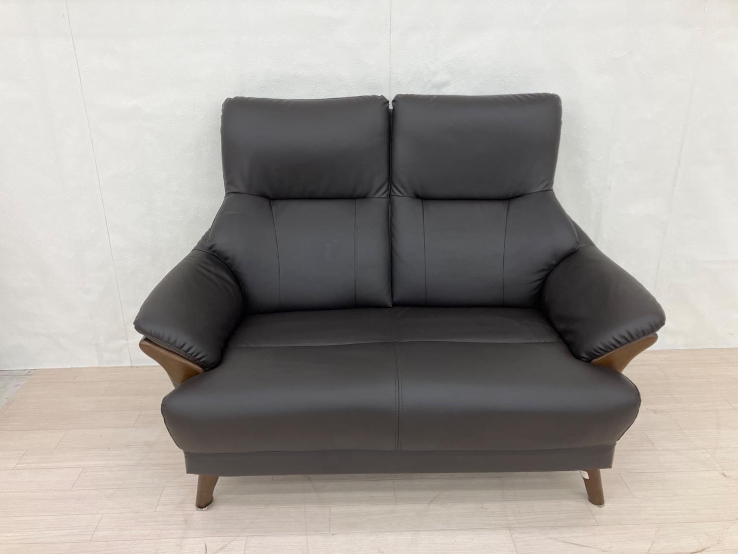 ニトリ 2人掛けソファー ブラック 合皮 Nシールド KOTEI2｜トレファク