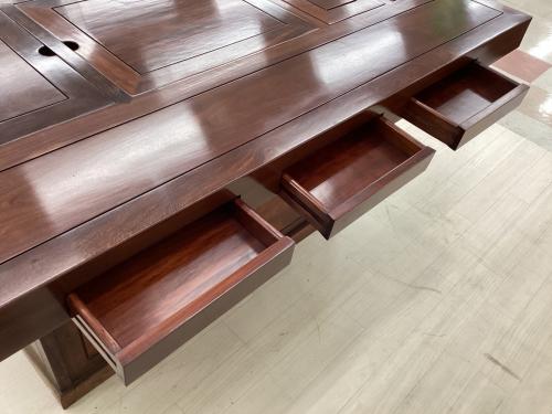 囲炉裏ダイニング4点セット ブラウン 和風民芸家具 イス2点/ベンチ1点 木製