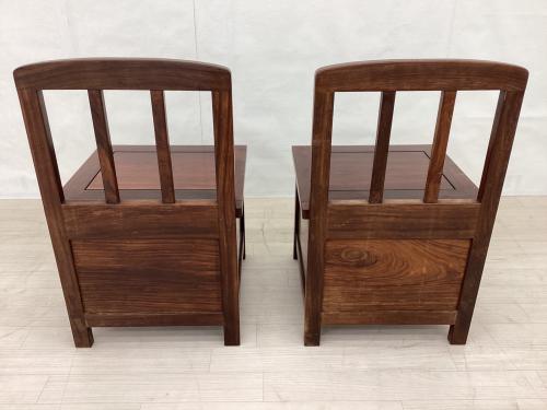 囲炉裏ダイニング4点セット ブラウン 和風民芸家具 イス2点/ベンチ1点