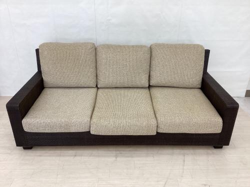 KAZAMA (カザマ) 3人掛けソファー ベージュ×ブラック