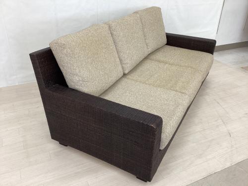 KAZAMA (カザマ) 3人掛けソファー ベージュ×ブラック