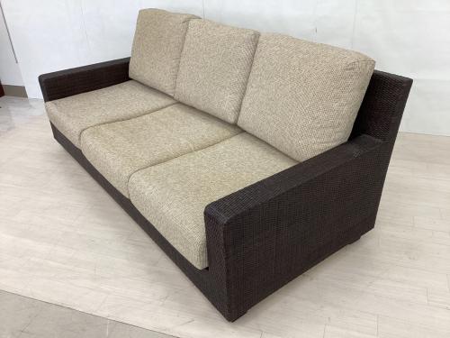 KAZAMA (カザマ) 3人掛けソファー ベージュ×ブラック