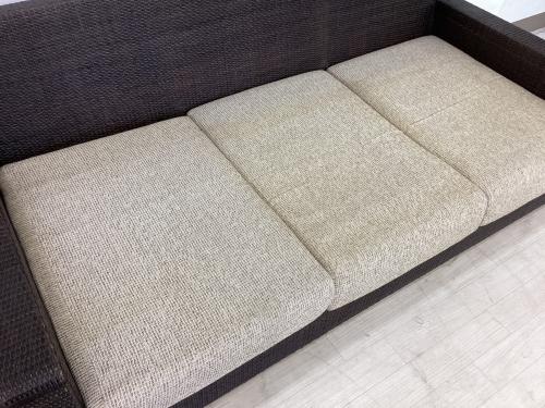 KAZAMA (カザマ) 3人掛けソファー ベージュ×ブラック