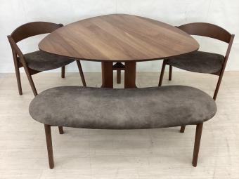 モリタインテリア ベンチダイニング4点セット グレー×ブラウン DT-561