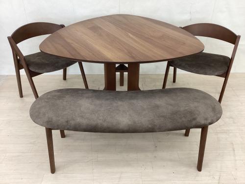 モリタインテリア ベンチダイニング4点セット グレー×ブラウン DT-561